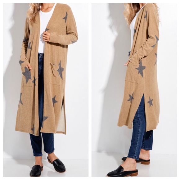 Fabulous long line star cardigan with side pockets - Picture 3 of 4